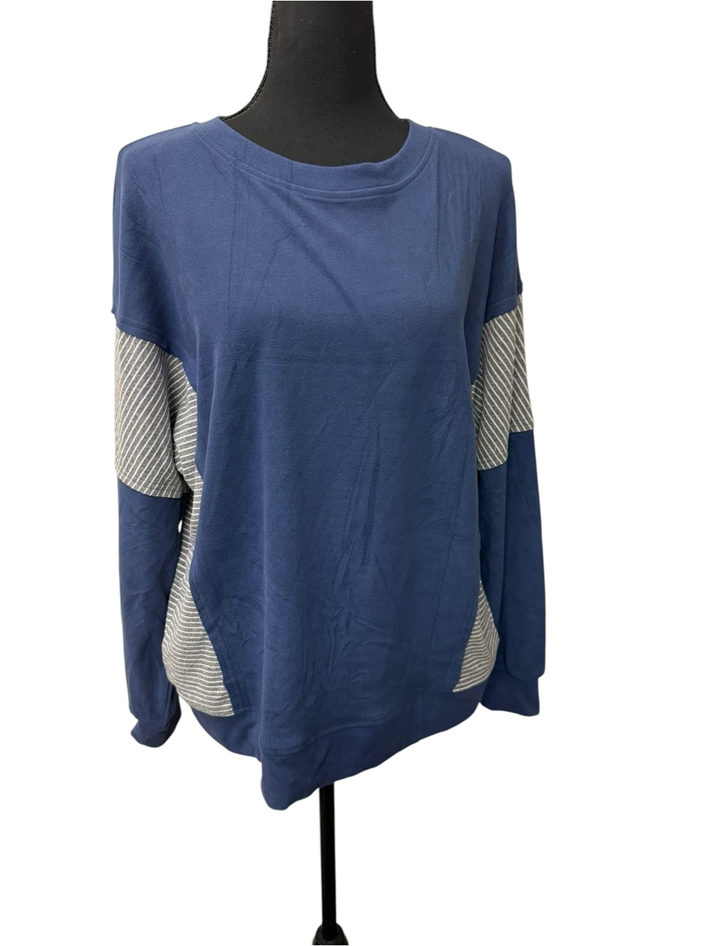 NWT Dokotoo Blue Colorblock Striped Long Sleeve Tunic Top Small Boho Chic